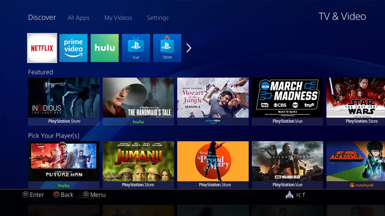 ps4 tv and video
