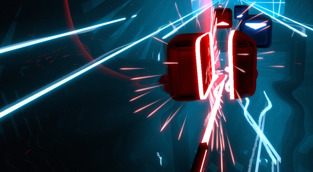 Use PS Move to chop blocks in rhythm action game Beat Saber, coming soon to PS VR