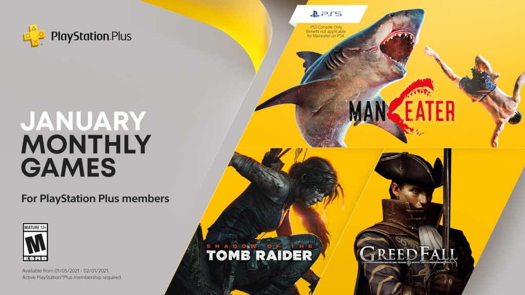 Playstation Plus Games August 2021 January S Playstation Plus Games Maneater Shadow Of The Tomb Raider And Greedfall Playstation Blog