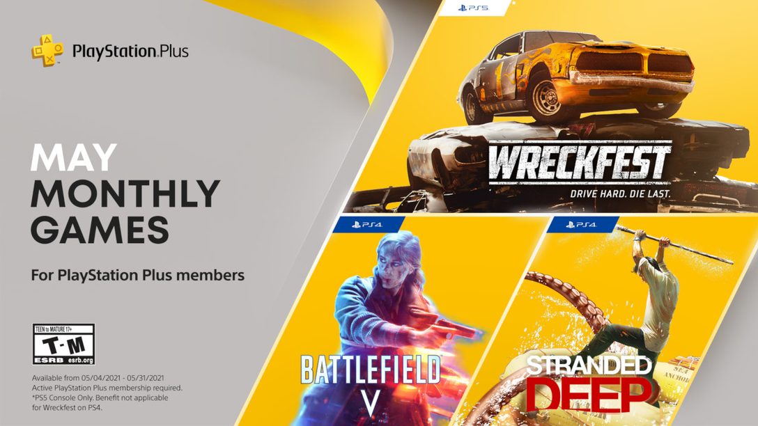 PlayStation Plus games for May: Battlefield V, Stranded Deep, Wreckfest: Drive Hard. Die Last.