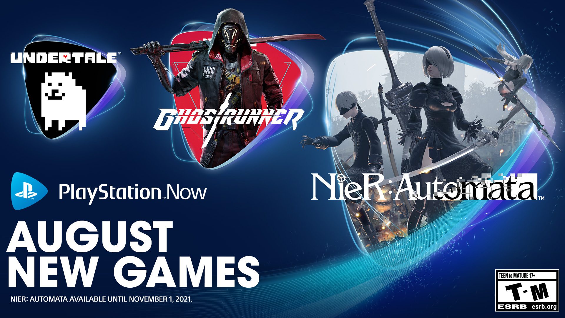 PlayStation Now games for August Nier Automata, Ghostrunner
