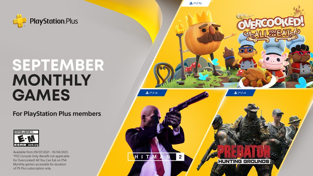 PlayStation Plus games for September: Overcooked: All You Can Eat!, Hitman 2, Predator: Hunting Grounds