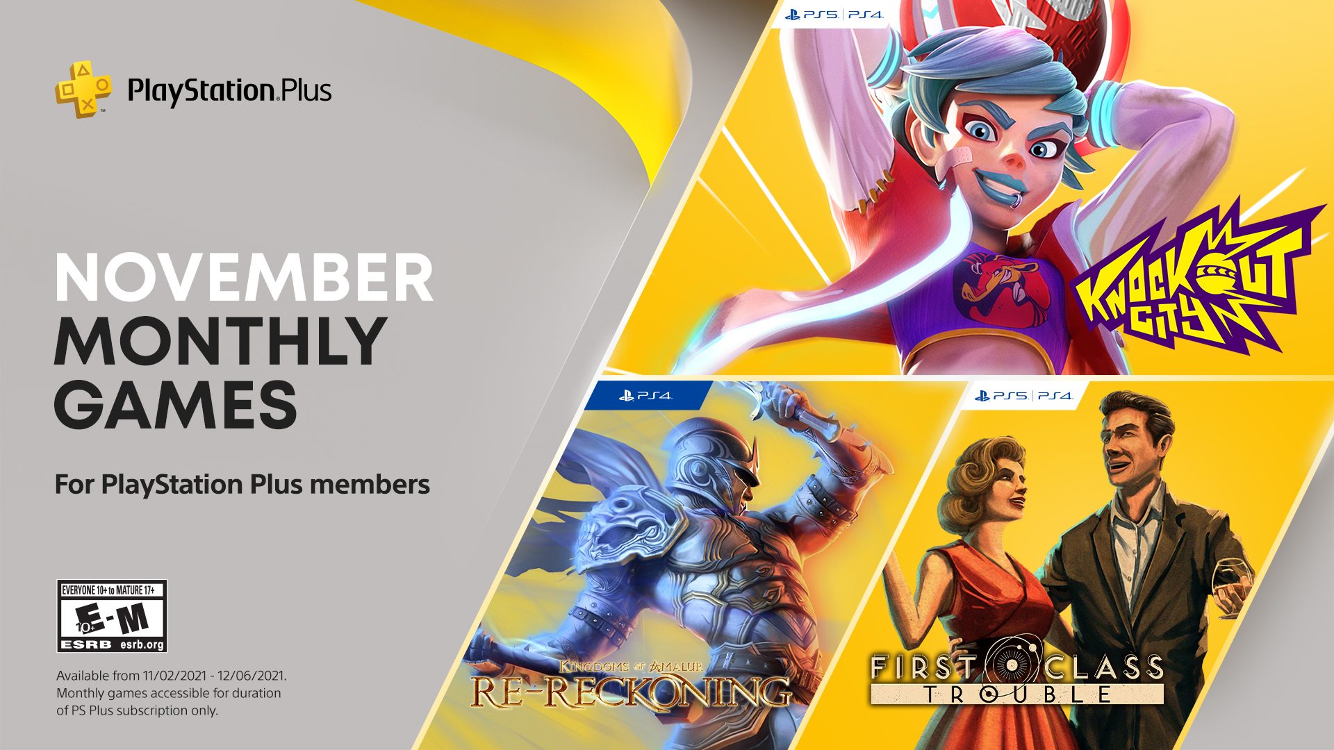 PlayStation Plus Games For November: Knockout City, First Class Trouble, Kingdoms Of Amalur: Re-Reckoning thumbnail