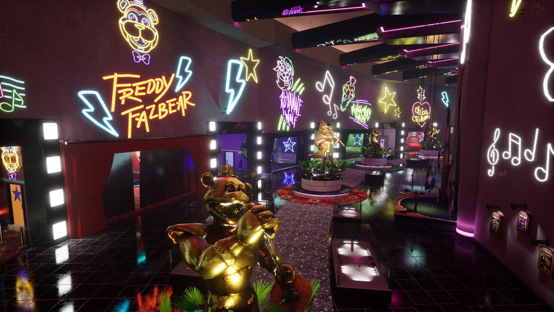 A backstage tour of Freddy Fazbear's Mega Pizzaplex in Five Nights Freddy's:  Security Breach – PlayStation.Blog