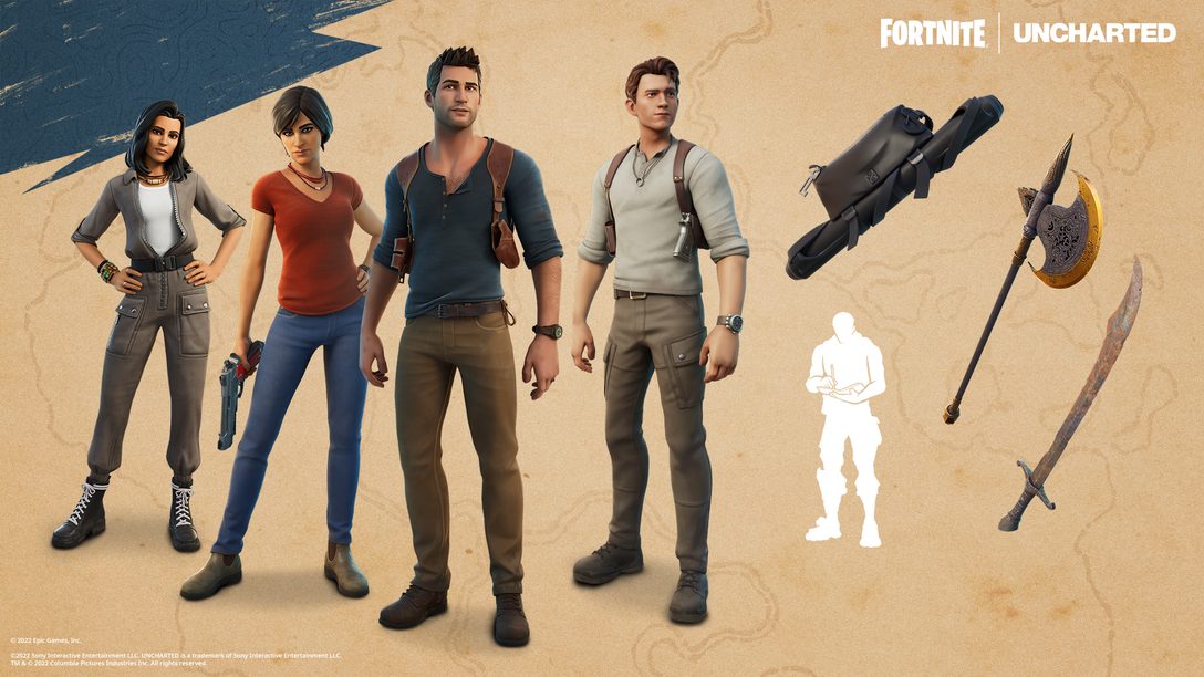 Find your Fortune on the Fortnite Island with Nathan Drake and Chloe Frazer from the Uncharted Series