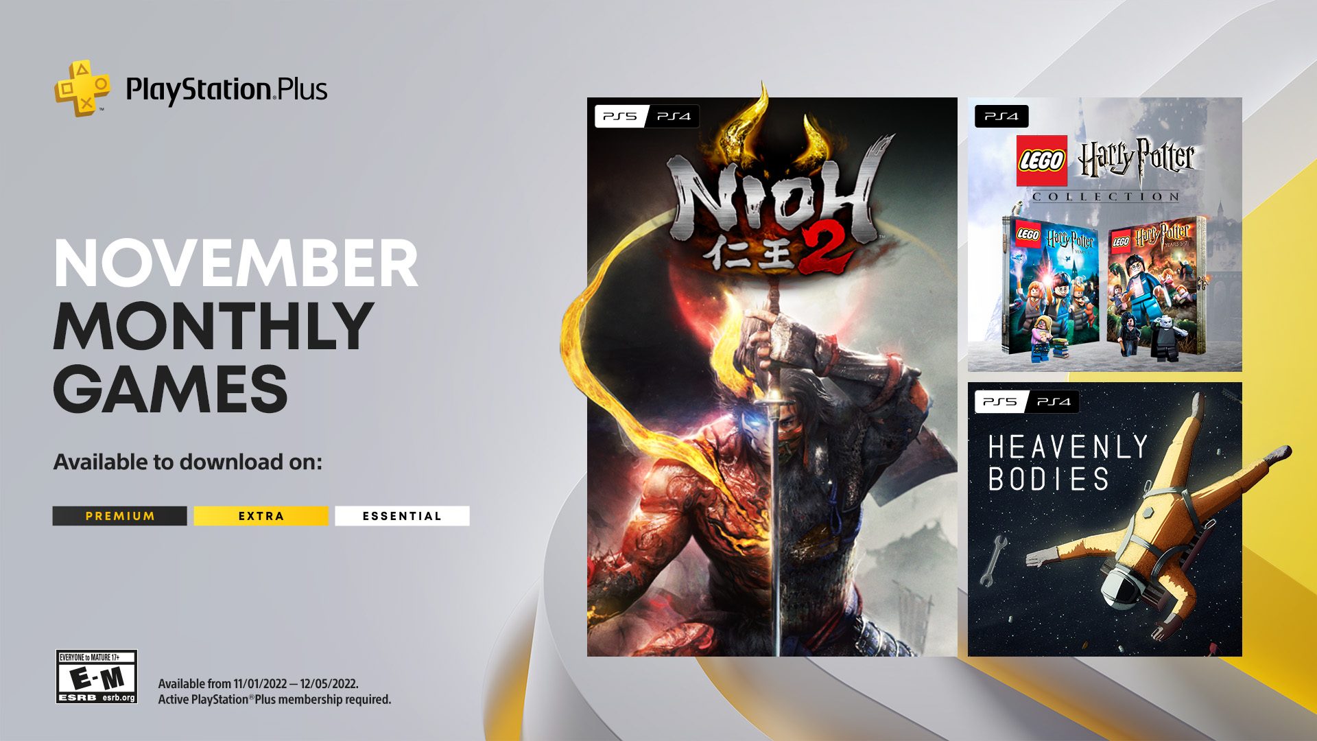 PlayStation Plus Monthly Games for November Nioh 2 Lego Harry