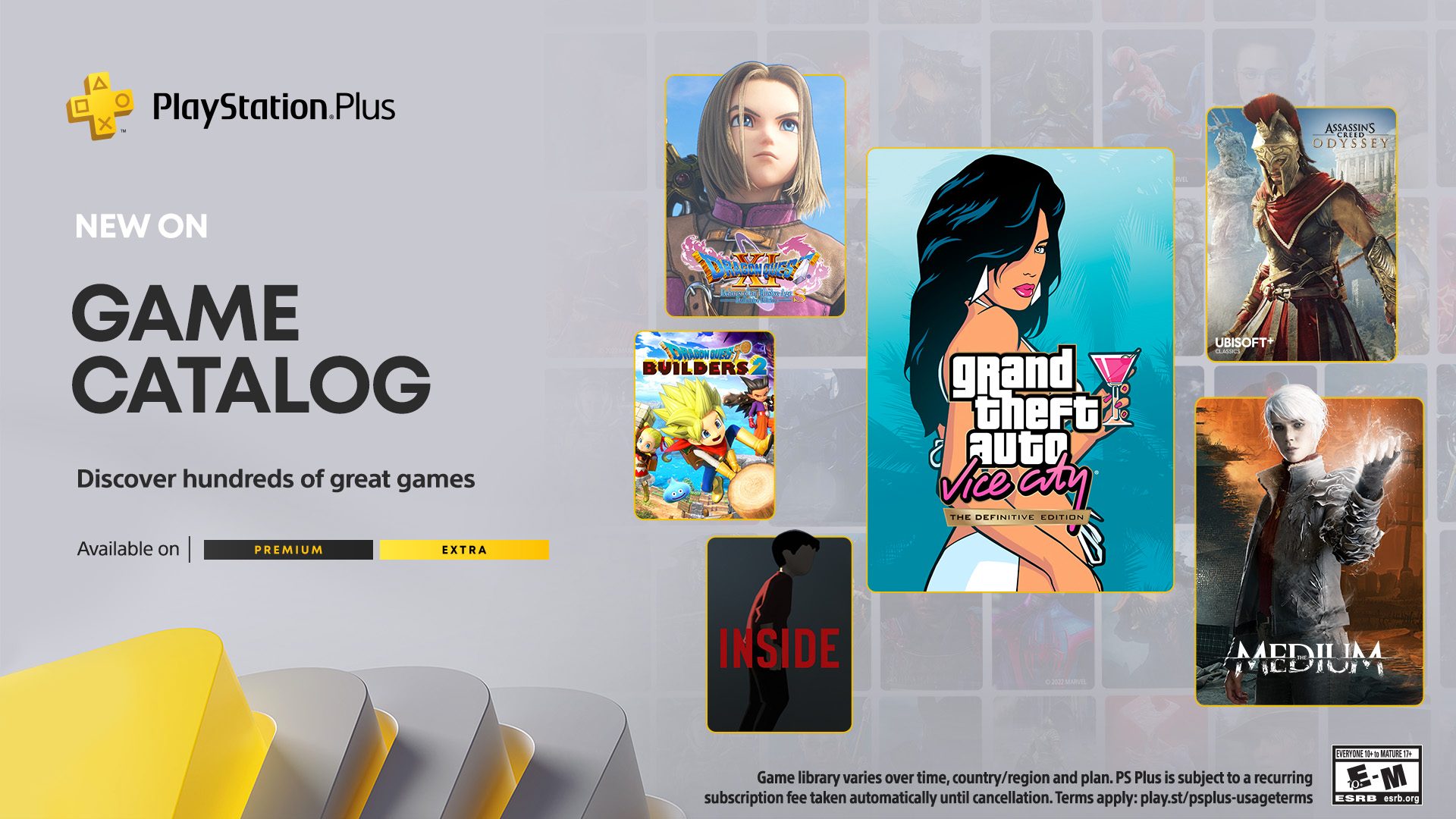 Metafor Squeak tøjlerne PlayStation Plus Game Catalog lineup for October: Grand Theft Auto: Vice  City – The Definitive Edition, Dragon Quest XI S: Echoes of an Elusive Age,  Assassin's Creed Odyssey – PlayStation.Blog