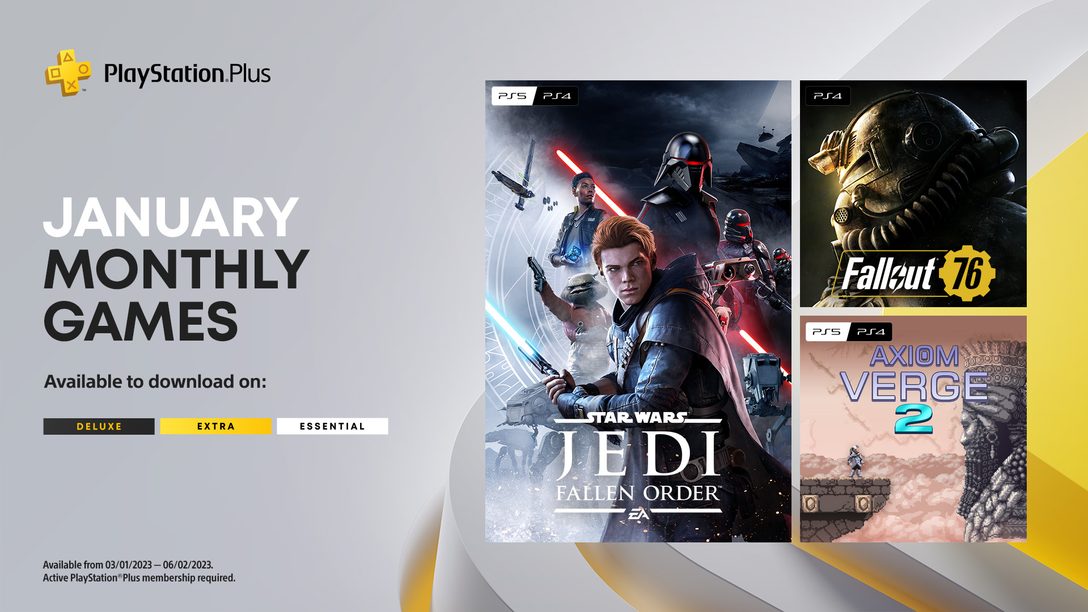 (For Southeast Asia) PlayStation Plus Monthly Games for January: Star Wars Jedi: Fallen Order, Fallout 76, Axiom Verge 2