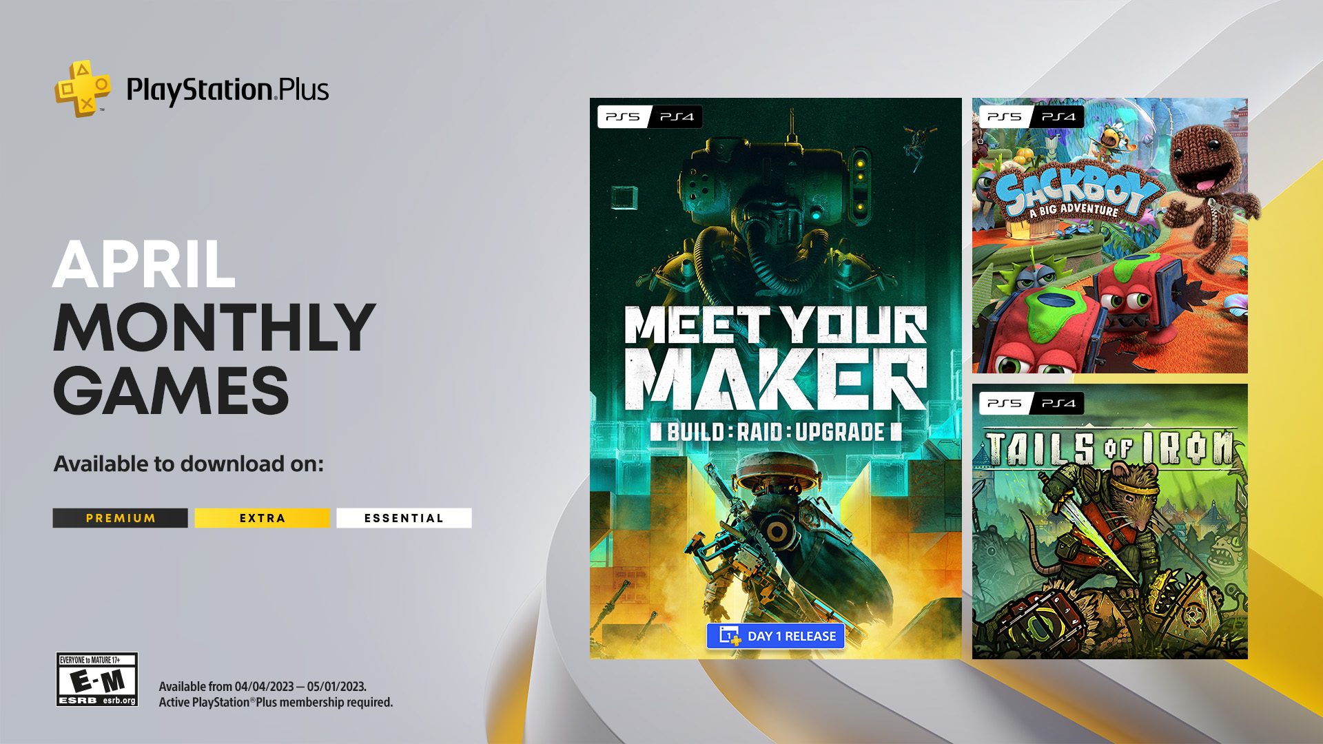 PlayStation Plus Monthly Games for April: Meet Your Maker, Sackboy: A Big Adventure, Tails of Iron –