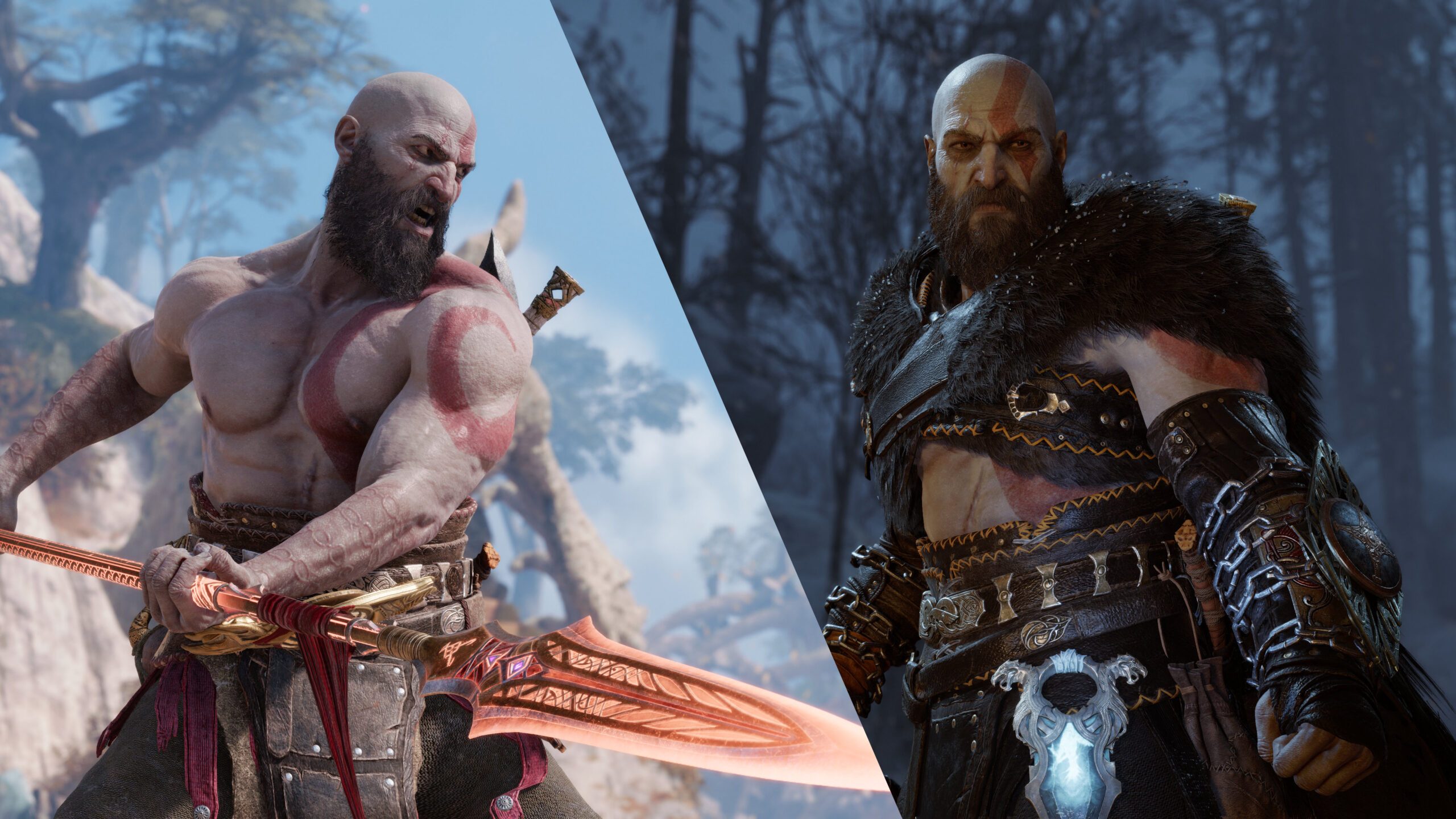 God of War Ragnarok Kratos + Atreus Statue Figure Set Official Sony Modern  Icons