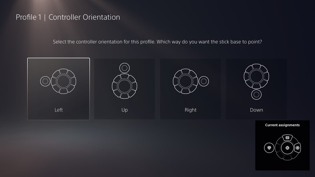 An image of the access controller user interface showing the orientation options of the controller