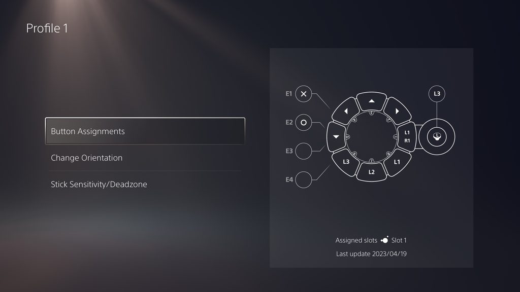 Access controller UI image showing button mapping options