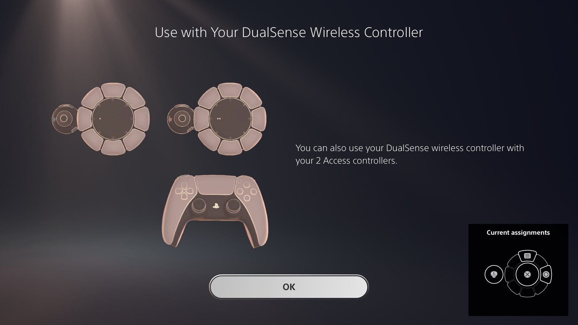 Image of an access controller user interface showing the ability to pair up to two Access controllers with a DualSense controller