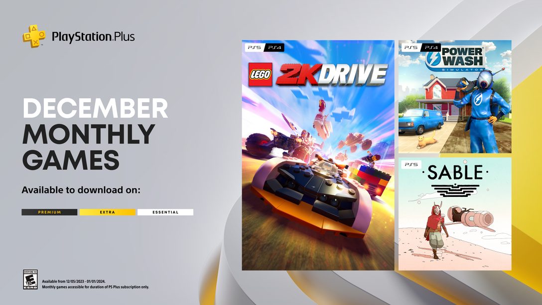 PlayStation Plus Monthly Games for December: Lego 2K Drive, Powerwash Simulator, Sable