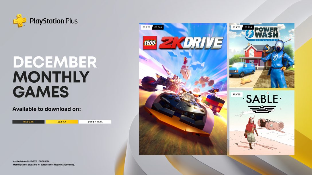 (For Southeast Asia) PlayStation Plus Monthly Games for December: Lego 2K Drive, PowerWash Simulator, Sable