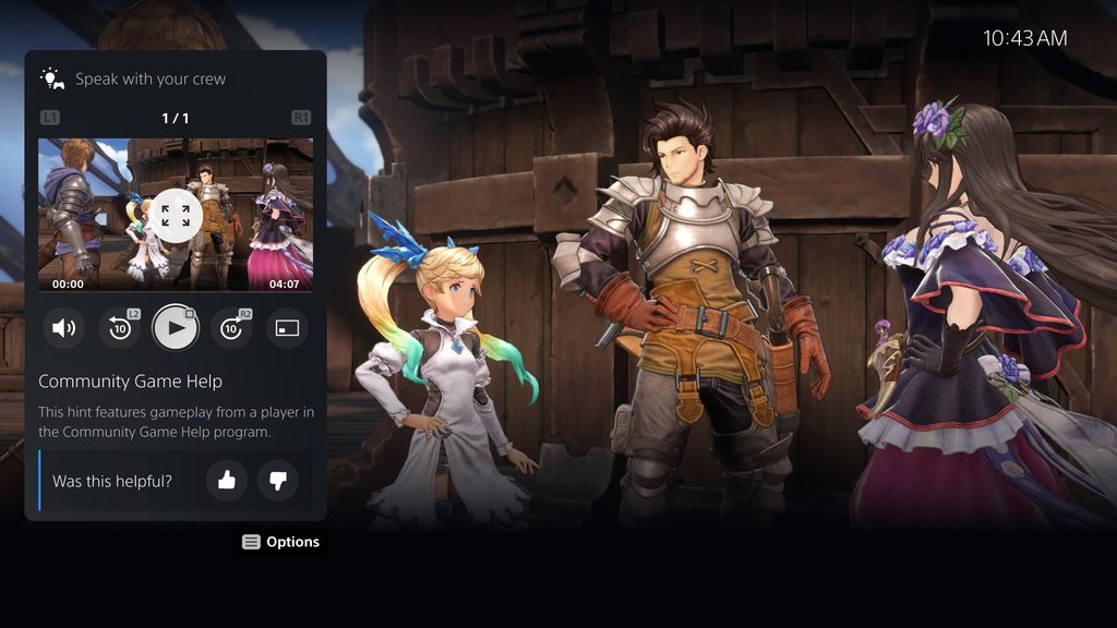 PS5 UI screenshot showing Community Game Help for Granblue Fantasy: Relink