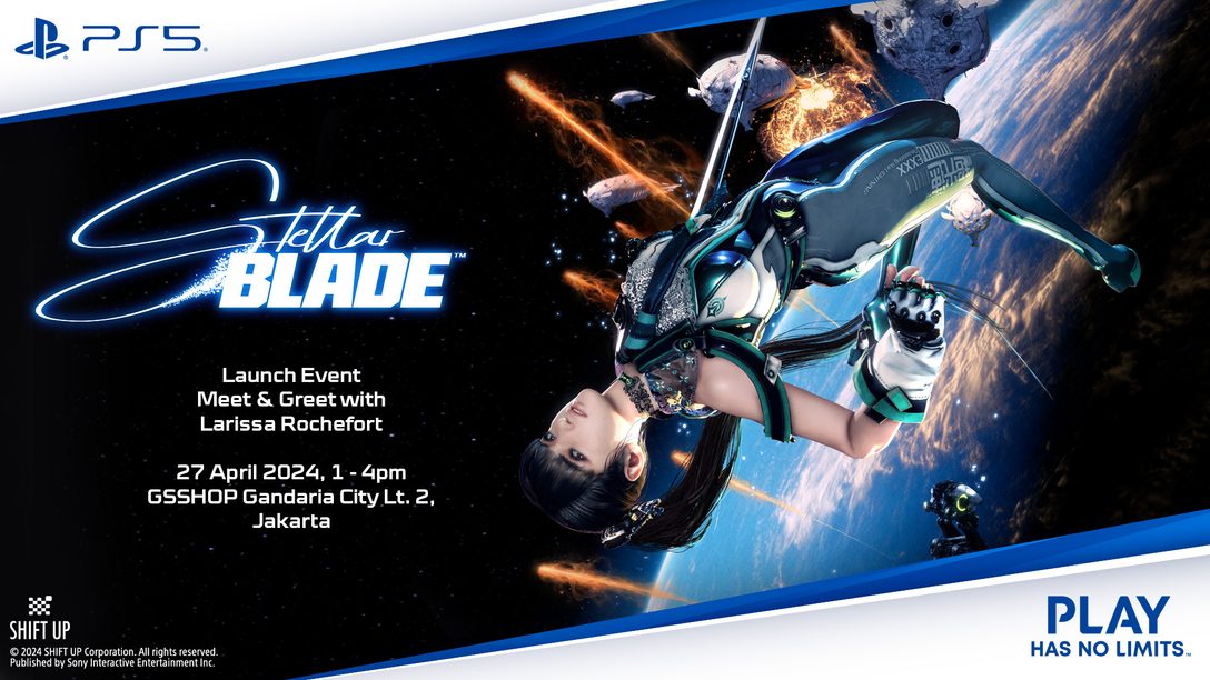Stellar Blade Launch Activation in Jakarta featuring Larissa Rochefort cosplaying as Eve