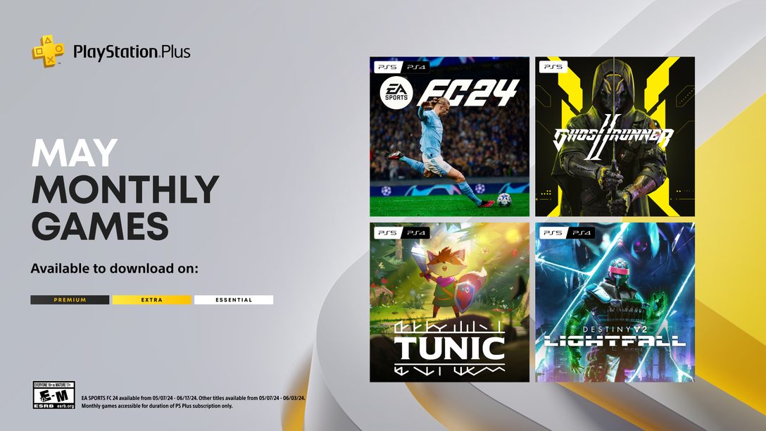 PlayStation Plus Monthly Games for May: EA Sports FC 24, Ghostrunner 2, Tunic, Destiny 2: Lightfall 