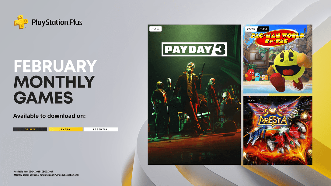 (For Southeast Asia) PlayStation Plus Monthly Games for February: Payday 3, Sol Cresta, Pac-Man World Re-Pac