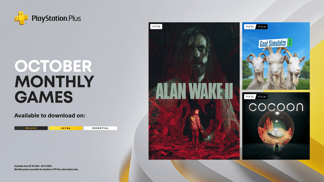 PlayStation Plus Monthly Games for October: Alan Wake 2, Goat Simulator 3, Cocoon
