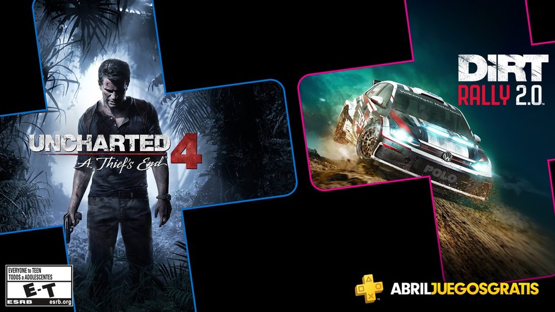 Uncharted 4: A Thief’s End y Dirt Rally 2.0 son tus Juegos de PS Plus para Abril