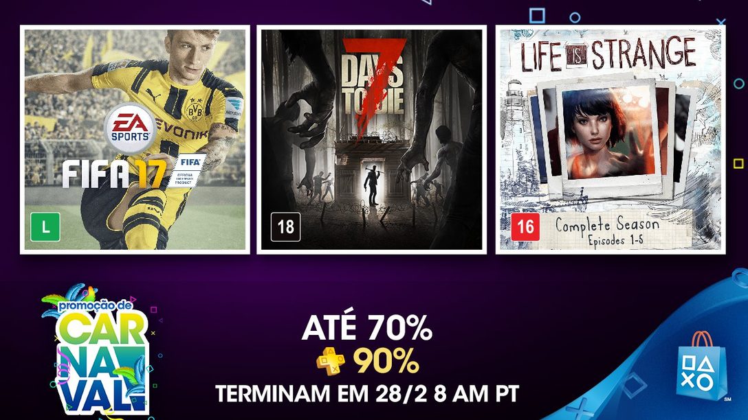 Promoção de Carnaval: Até 70% de Desconto, 90% com PlayStation Plus