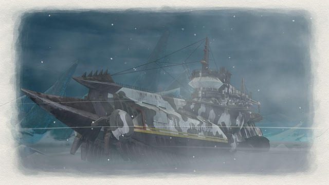 極寒の地を駆ける雪上巡洋艦センチュリオン。『戦場のヴァルキュリア4』ではシップオーダーで支援も可能!