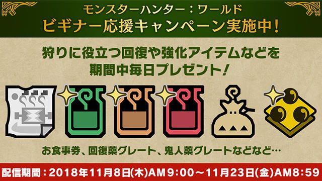 あなたの狩猟生活への復帰を応援します! 『モンハンワールド』ビギナー応援キャンペーン実施中!