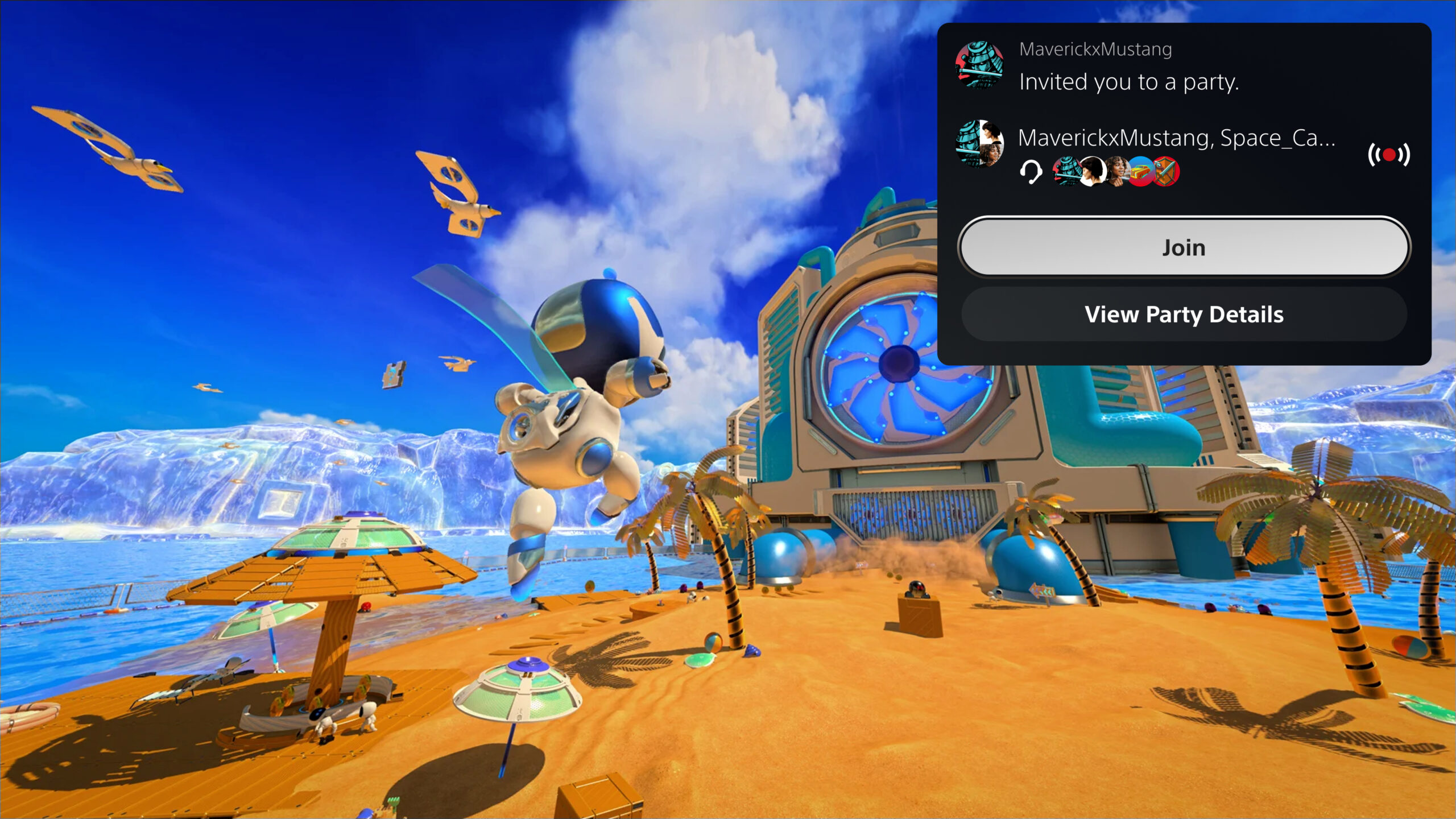  PS5 UI screenshot showing an invitation to a party