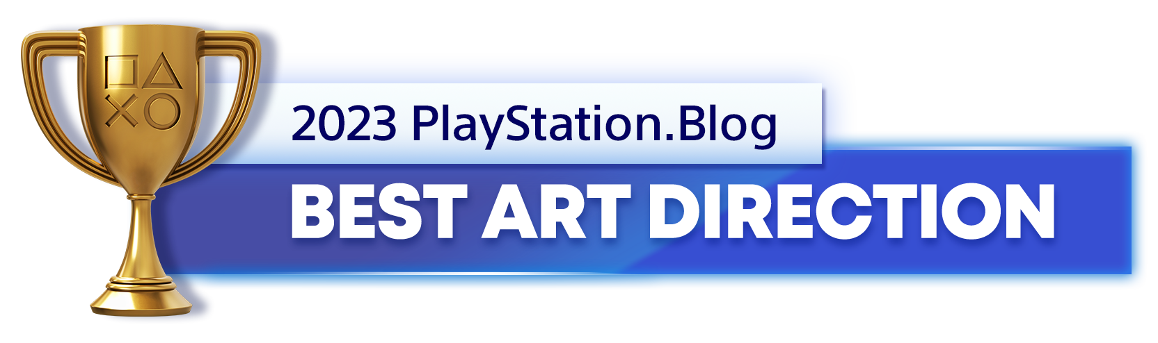  "Gold Trophy for the 2023 PlayStation Blog Best Art Direction Winner"